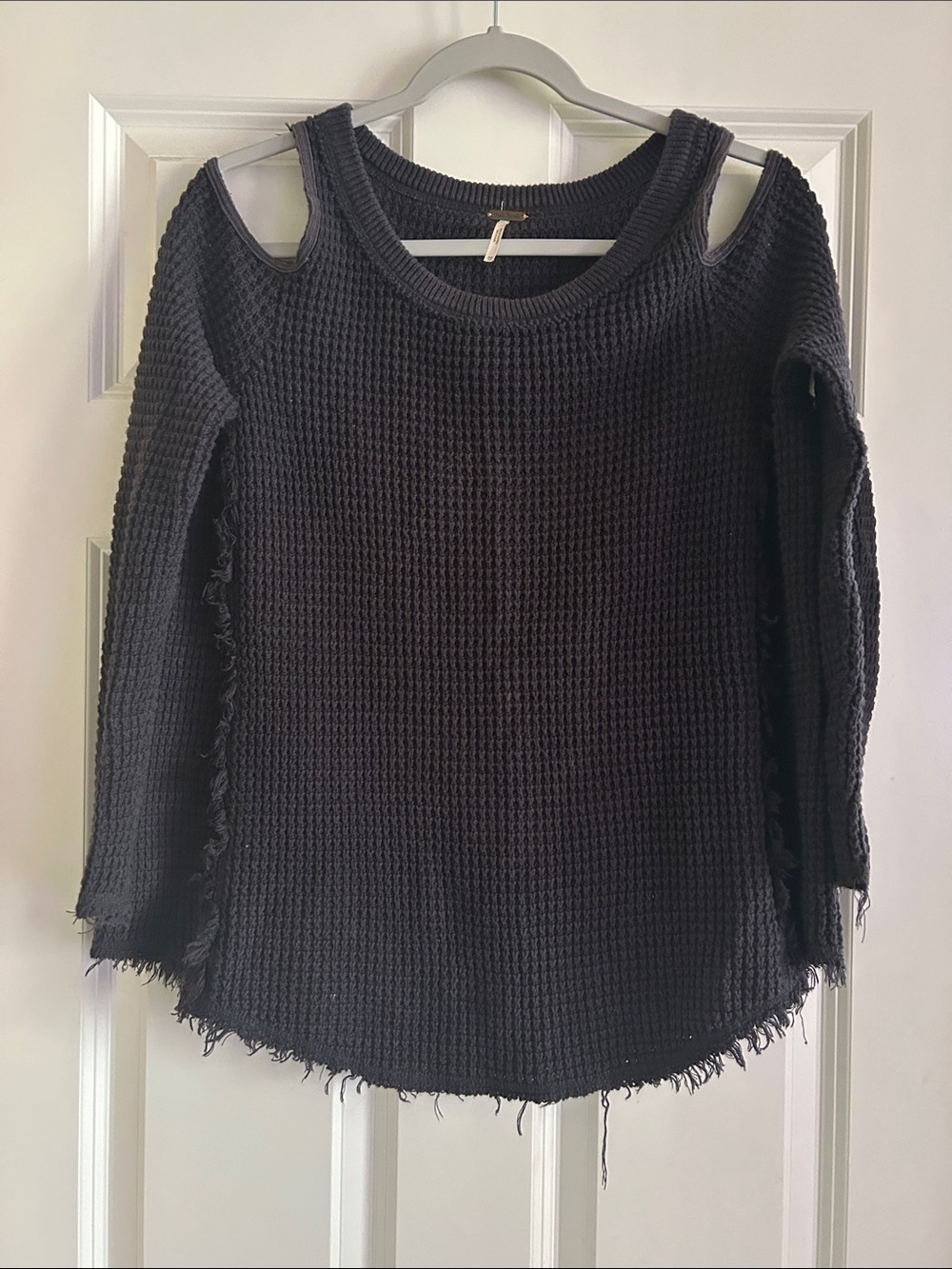 Free People sunrise cold shoulder waffle knit thermal Sweater XS